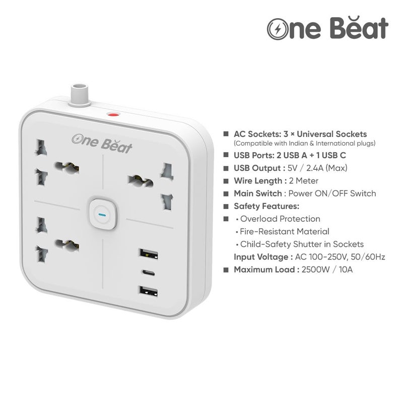 One Beat OB-20332-B Type C Charging & Surge Protection Box 3 Plus - Image 2