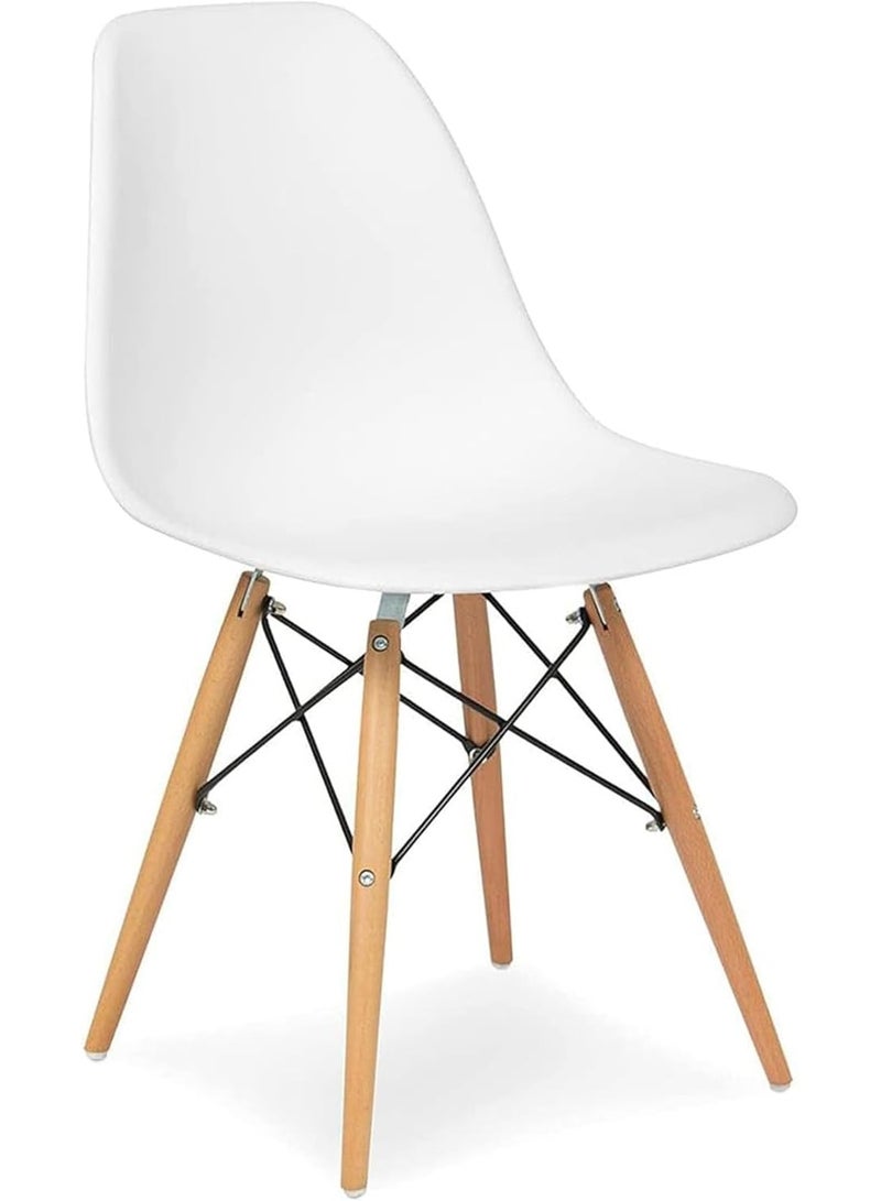 Modern Dining Chair, White Acrylic Seat with Wooden Legs, Nordic Style, 82x48x41 cm, Living Room Furniture - Image 1
