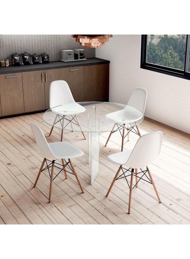 Modern Dining Chair, White Acrylic Seat with Wooden Legs, Nordic Style, 82x48x41 cm, Living Room Furniture - Image 2