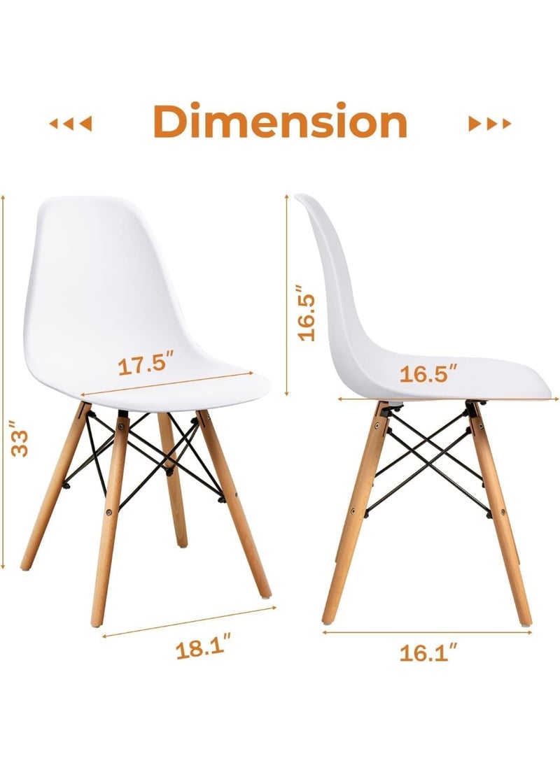 Modern Dining Chair, White Acrylic Seat with Wooden Legs, Nordic Style, 82x48x41 cm, Living Room Furniture - Image 3