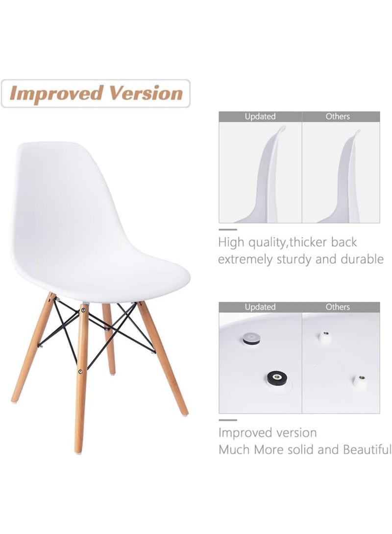 Modern Dining Chair, White Acrylic Seat with Wooden Legs, Nordic Style, 82x48x41 cm, Living Room Furniture - Image 4