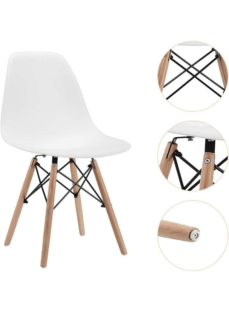 Modern Dining Chair, White Acrylic Seat with Wooden Legs, Nordic Style, 82x48x41 cm, Living Room Furniture - Image 5