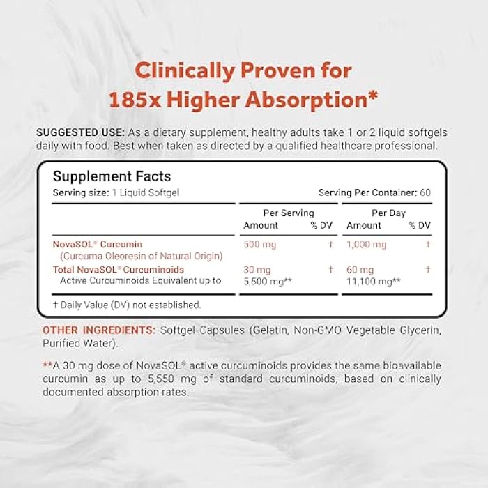 Naturalis NovaSOL Turmeric Curcumin (5,550mg Curcuminoids Equivalent Per Serving) - Clinical Proven with 185X Better Absorption | Antioxidant Support for Brain, Joint & Immune Health* | 60 Servings - Image 2