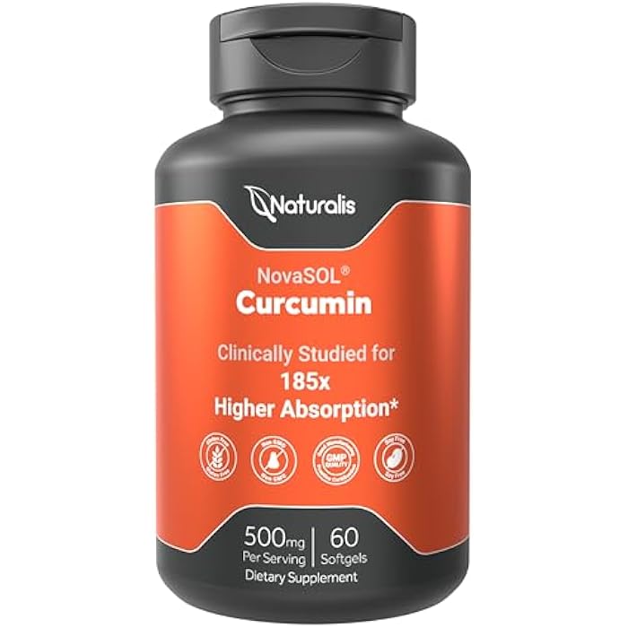 Naturalis NovaSOL Turmeric Curcumin (5,550mg Curcuminoids Equivalent Per Serving) - Clinical Proven with 185X Better Absorption | Antioxidant Support for Brain, Joint & Immune Health* | 60 Servings - Image 1