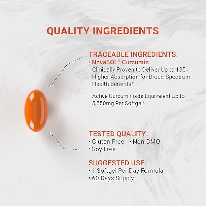 Naturalis NovaSOL Turmeric Curcumin (5,550mg Curcuminoids Equivalent Per Serving) - Clinical Proven with 185X Better Absorption | Antioxidant Support for Brain, Joint & Immune Health* | 60 Servings - Image 5