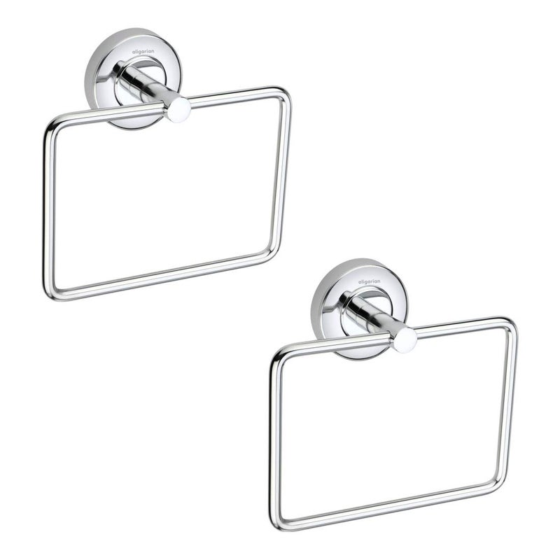 aligarian Steel Wall Mounted Square Solid Towel Ring-Round Base (Pack of 2) - Image 1