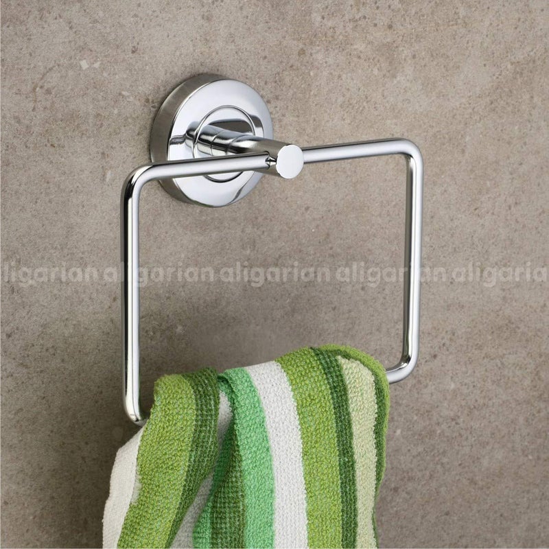 aligarian Steel Wall Mounted Square Solid Towel Ring-Round Base (Pack of 2) - Image 3