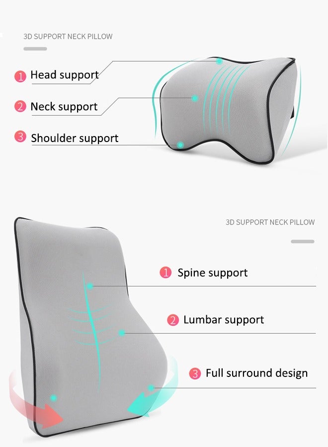 وسادة مسند رأس للرقبة في مقعد السيارة وسادة رقبة للسيارة للقيادة مع وسادة مسند رأس من الإسفنج الذكي لتخفيف آلام الرقبة وسادة دعم مريحة للرقبة أثناء السفر لمقعد السيارة (رمادي) - Image 3
