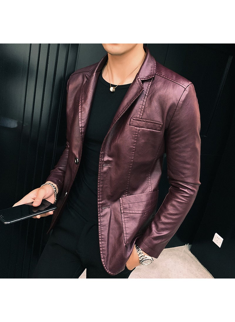 Generic - Retro PU Leather Jacket Mens Autumn Brown Brown - Image 1