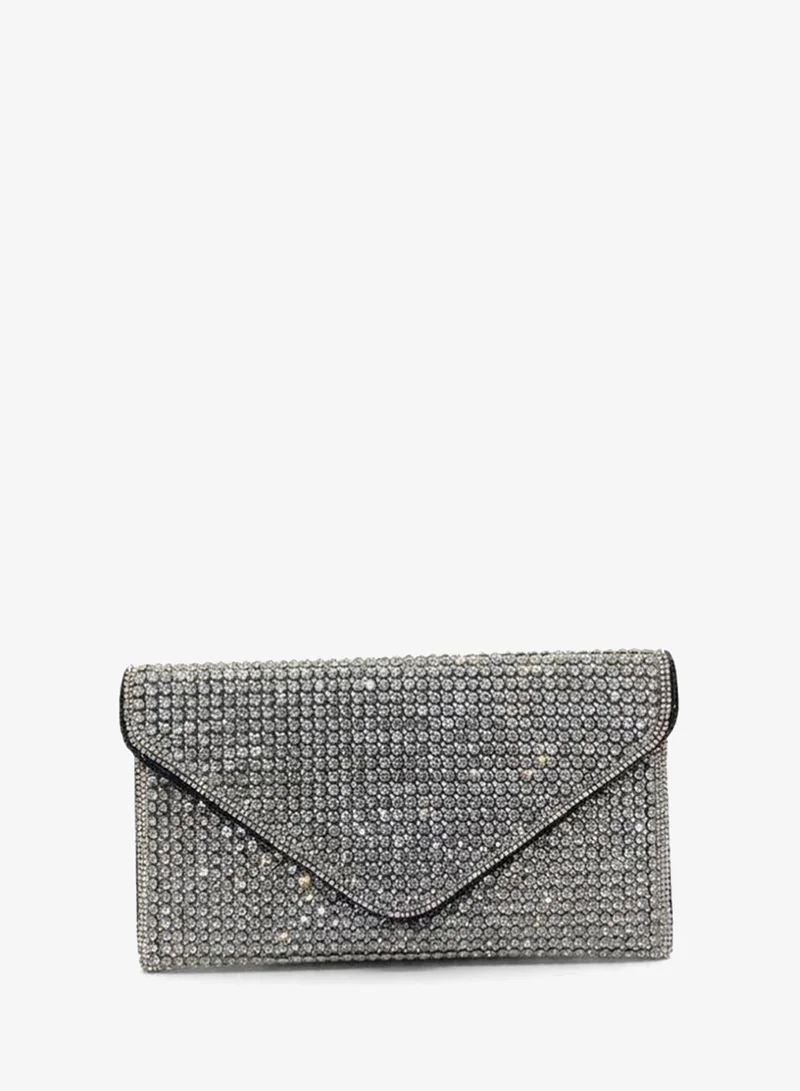 Viny Black/White Viny Women's Crystal Rhinestone Envelope Clutch – Fully Embellished with Detachable Chain Strap – Parties, Weddings & Formal Occasions – Gold, Silver, Champagne, Black, Black & White for Women | Best Price UAE
