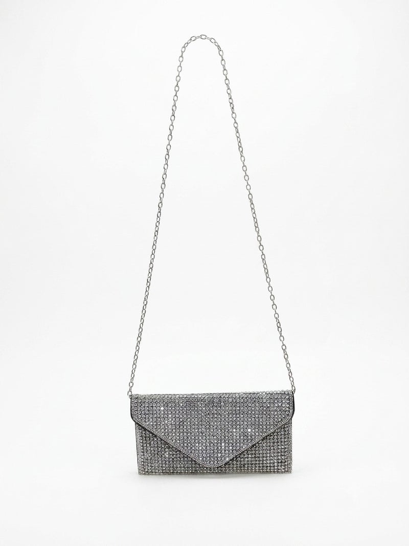 Viny Women's Crystal Rhinestone Envelope Clutch – Fully Embellished with Detachable Chain Strap - Image 2