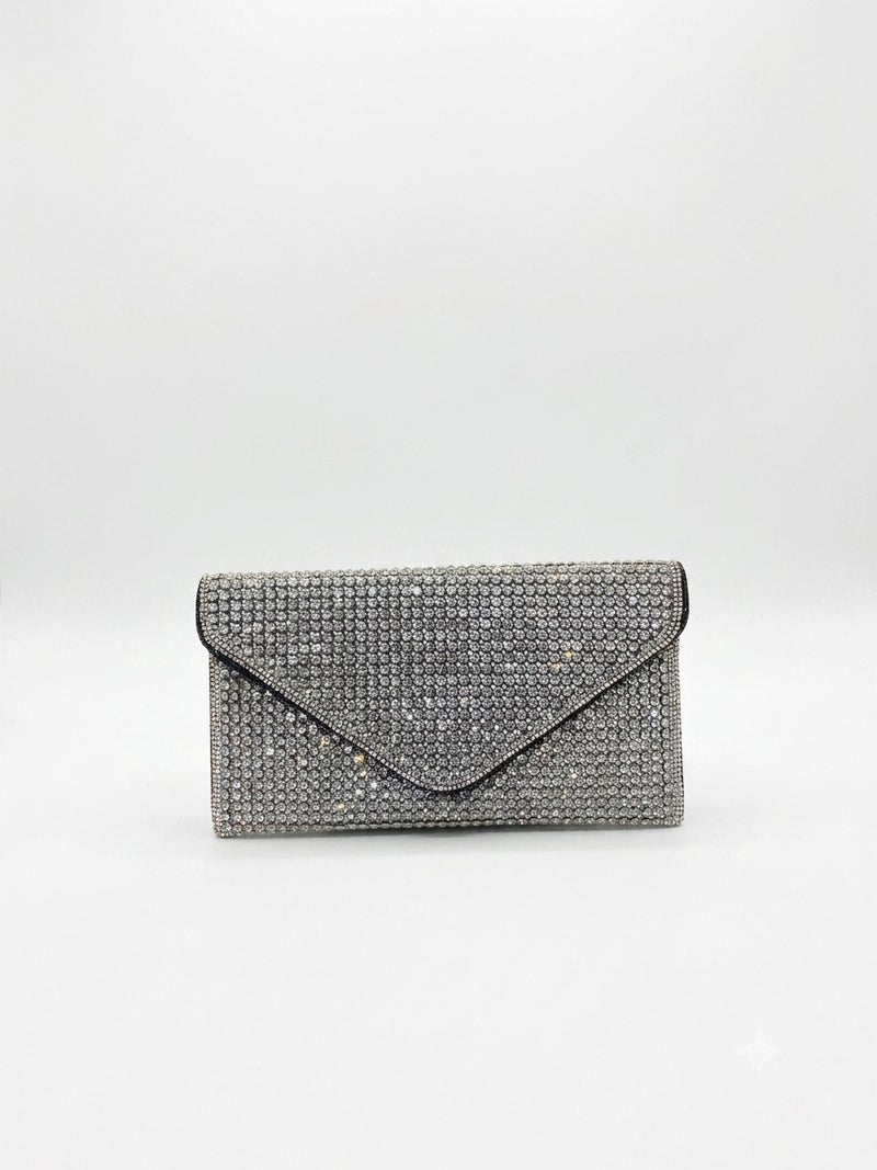 Viny Women's Crystal Rhinestone Envelope Clutch – Fully Embellished with Detachable Chain Strap - Image 4