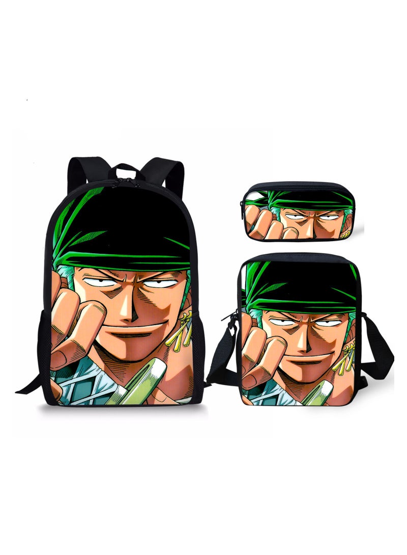 One piece  Children Backpack Daypack Schoolbag Teen Boys School Book bag with Lunch Box Pen Case 3 in 1