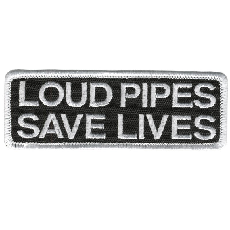 Hot Leathers Loud Pipes Save Lives Patch (4" Width x 2" Height) White - Image 3