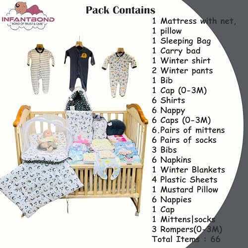 Infantbond Baby Clothing Combo | 66 in 1 New Born Baby Complete Daily Items (Blue Moon | 0-6 Months) (Grey) - Image 2
