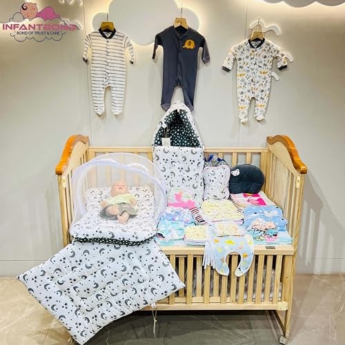 Infantbond Baby Clothing Combo | 66 in 1 New Born Baby Complete Daily Items (Blue Moon | 0-6 Months) (Grey) - Image 5