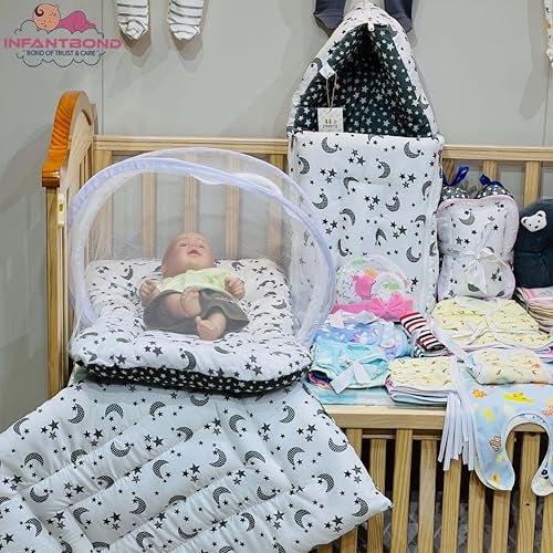 Infantbond Baby Clothing Combo | 66 in 1 New Born Baby Complete Daily Items (Blue Moon | 0-6 Months) (Grey) - Image 4