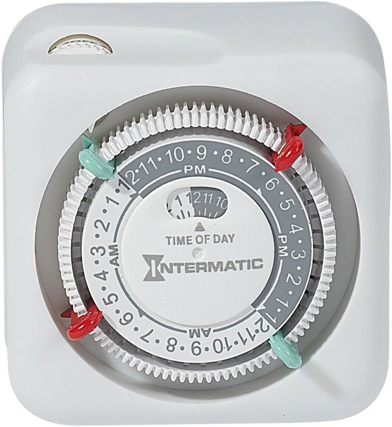 Intermatic TN111K 15-Amp Indoor Timer - Versatile 24-Hour Control - Easy Manual Override and Single 2-Prong Design (1 Pack) - Image 1