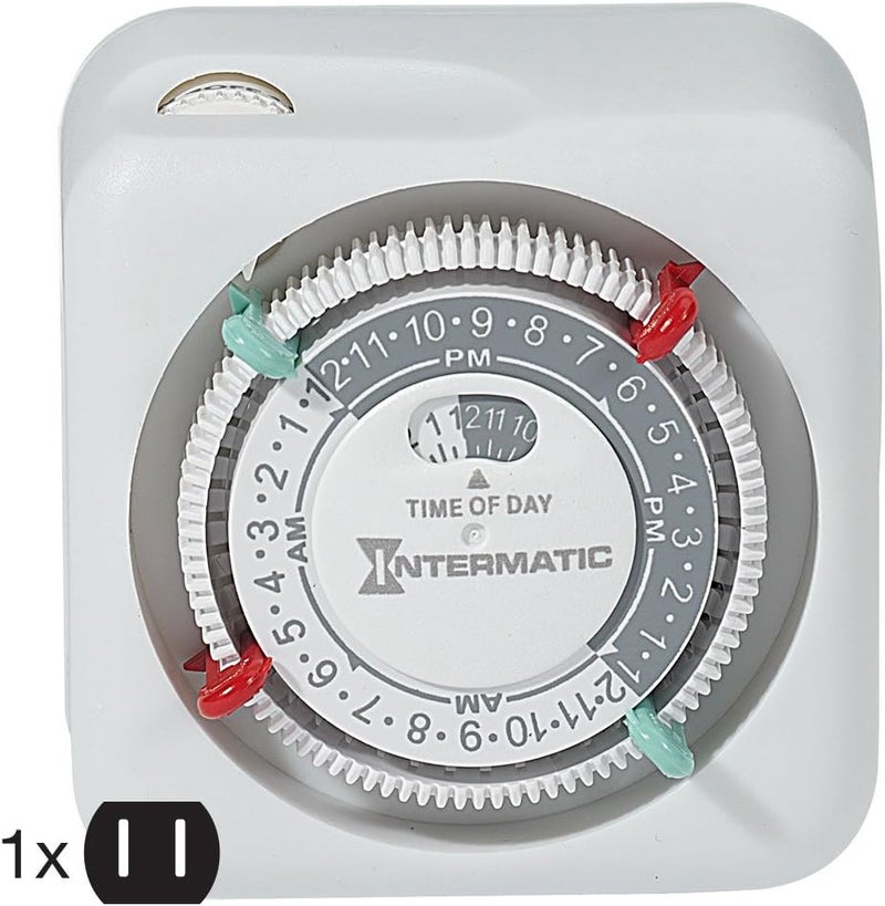 Intermatic TN111K 15-Amp Indoor Timer - Versatile 24-Hour Control - Easy Manual Override and Single 2-Prong Design (1 Pack) - Image 3