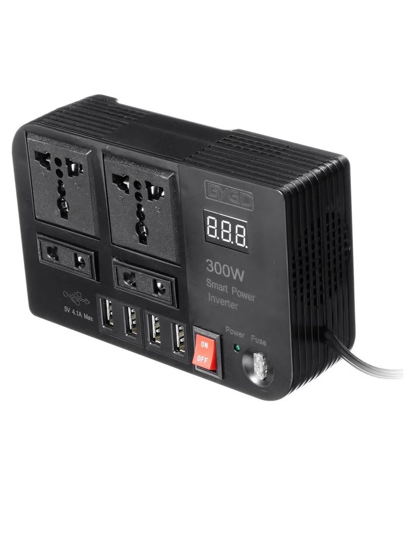 BYGD 300W Power Inverter Car Charger Adapter, DC to AC Converter. 12V/24V to 110V/220V, for Laptops, Smartphones, and Appliances, Compact and Portable - Image 4