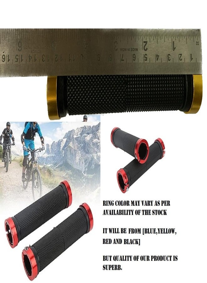 Ilsha® Pair Cycling Lock-on Anti-Slip Bicycle Handlebar Handle Grip for MTB Black (Ring Color May Vary) - Image 2
