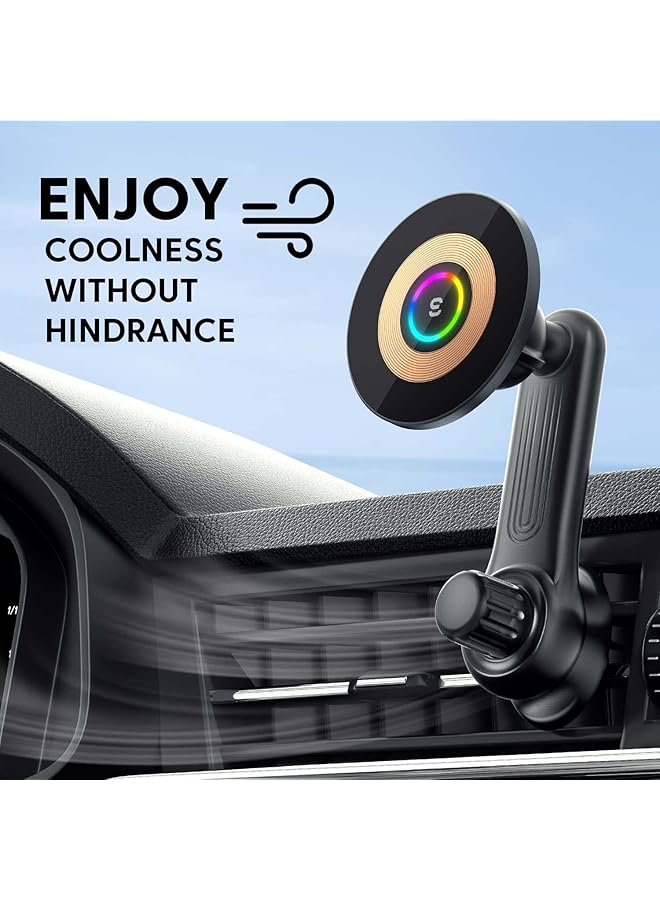 Excefore Car Mount Charger For Magsafe - 360掳 Adjustable Magnetic Wireless Charger With Rgb Light, Air Vent Phone Holder For Iphone 14/13/12 Series  - Image 2