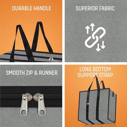 Cranique Large 52L Multi-Purpose Underbed Storage Bag/Clothing Storage Organizer/Stationery Paper Storage Bag with Zipper and Strong Handle Set Of 4 (STB1-Grey-4Q) - Image 4