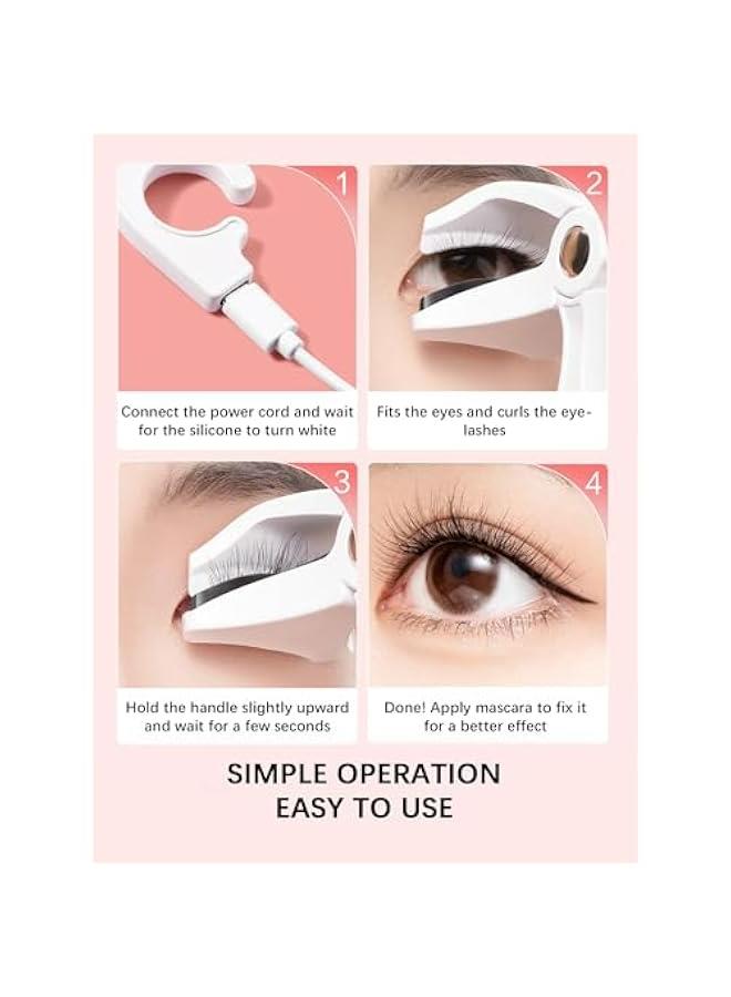 Type-C Heated Eyelash Curler for Instantly Gorgeous Lashes. Get Stunning, Long-Lasting Curls Anytime, Anywhere. Pink Color. - Image 4