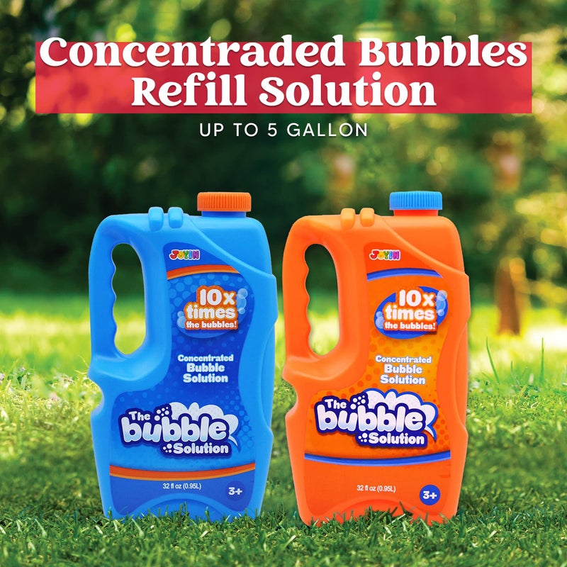 JOYIN 2 Bottles Bubbles Refill Solutions 64 oz up to 5 Gallon Concentrated Solution for Bubble Machine Gun Wand Refill Fluid Summer Easter ToysOrangeBlue - Image 3