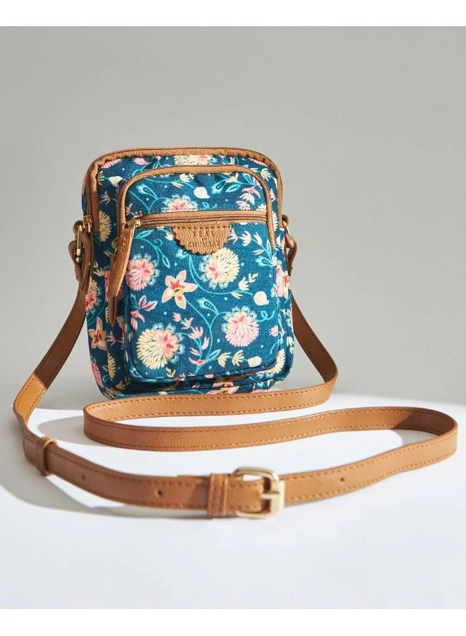 Chumbak Teal by Chumbak Blue Bloom Wallet  Sling Bag