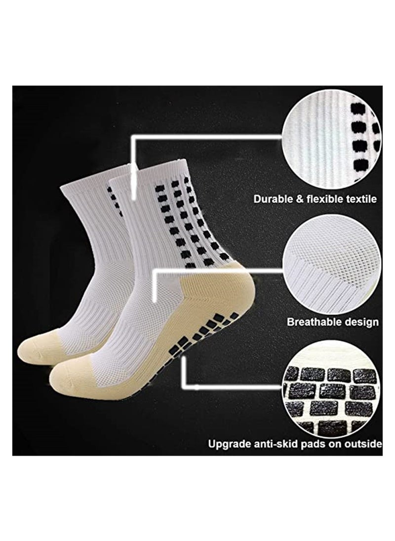 SYOSI - ELECDON 2 Pcs Unisex Non Slip Sport Soccer Socks, Breathable Comfortable Athletic Football Basketball Hockey Sports Grip Socks with Rubber Dots for Men and Women - Image 1