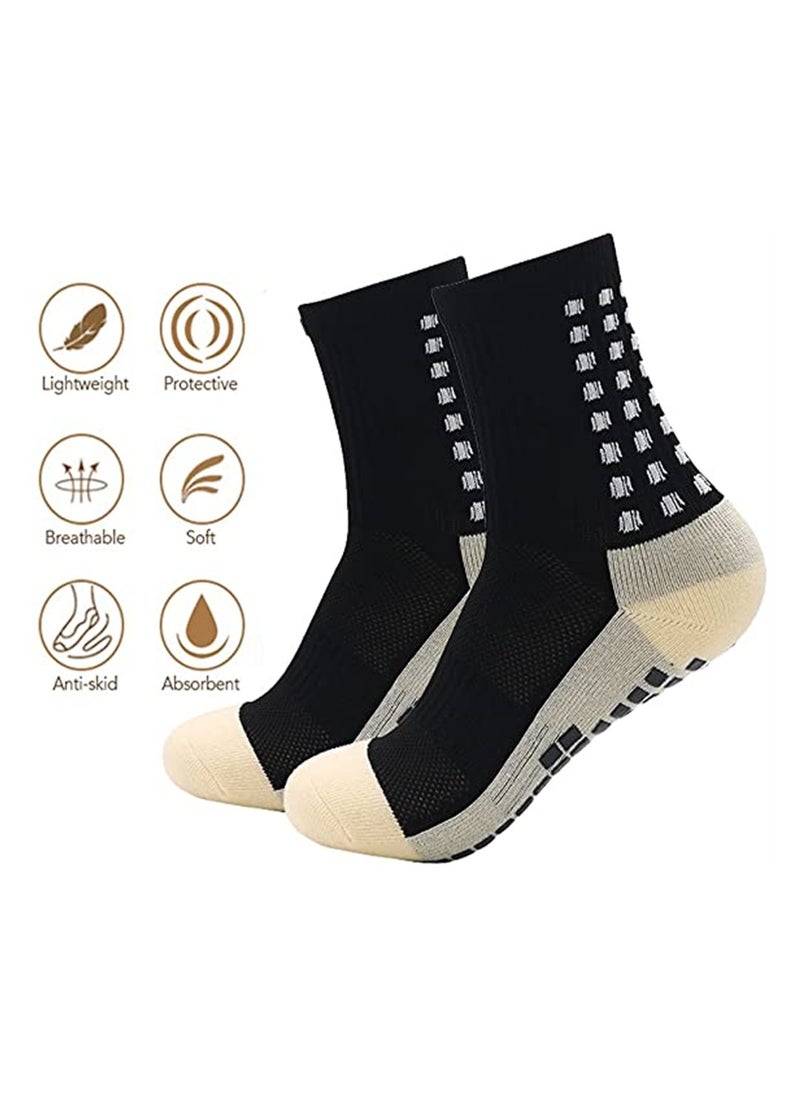 SYOSI - ELECDON 2 Pcs Unisex Non Slip Sport Soccer Socks, Breathable Comfortable Athletic Football Basketball Hockey Sports Grip Socks with Rubber Dots for Men and Women - Image 1