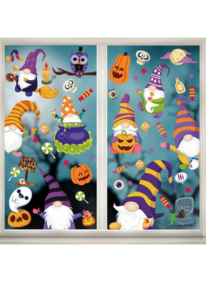 LOKIPA LOKIPA Halloween Gnome Window Clings Decals Decorations - 8 Sheets Window Stickers for Halloween Windows Glass Decorations  - Image 1