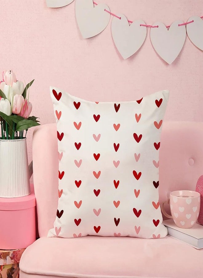 DFXSZ أغطية وسائد عيد الحب من DFXSZ، مقاس 20×20 بوصة، طقم من قطعتين، مزينة بقلوب صغيرة باللونين الأحمر والوردي، أغطية وسائد بيضاء، غطاء وسادة عيد الحب لتزيين الأريكة 56B - Image 2