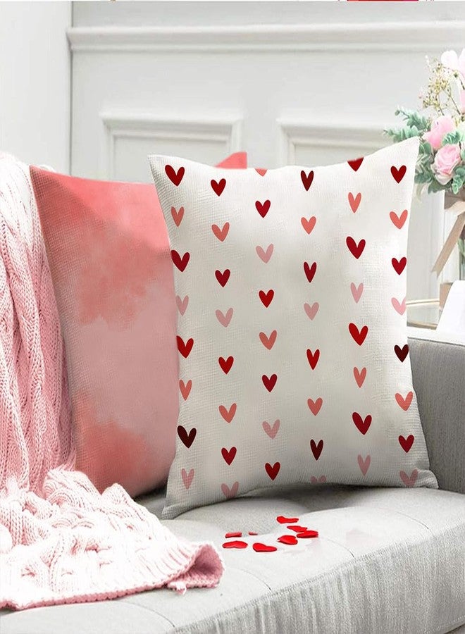 DFXSZ أغطية وسائد عيد الحب من DFXSZ، مقاس 20×20 بوصة، طقم من قطعتين، مزينة بقلوب صغيرة باللونين الأحمر والوردي، أغطية وسائد بيضاء، غطاء وسادة عيد الحب لتزيين الأريكة 56B - Image 3