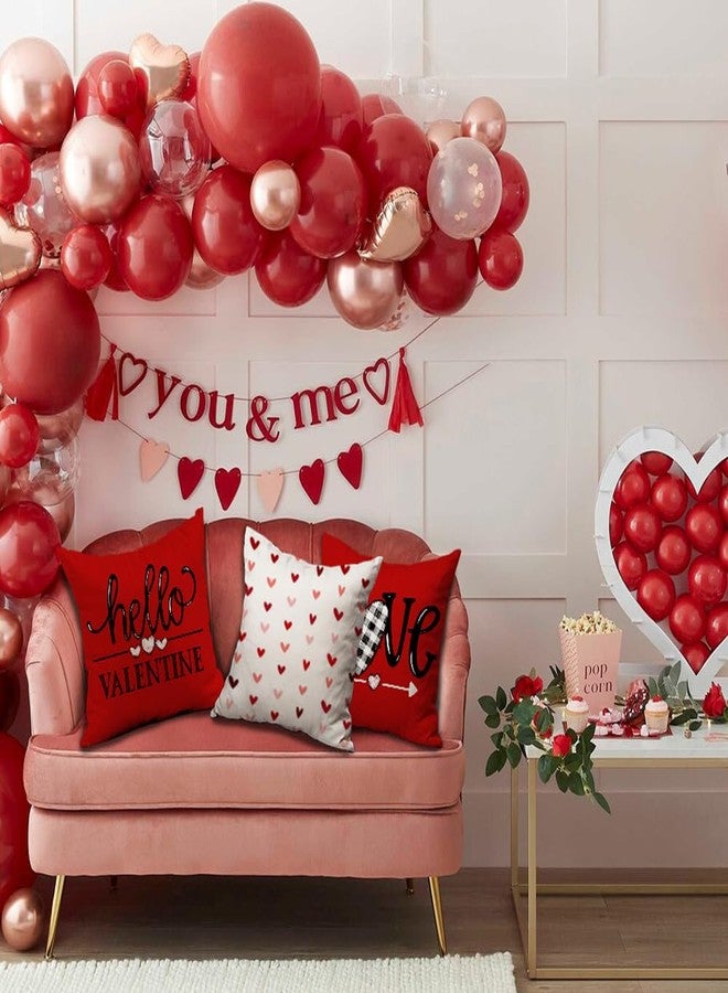 DFXSZ أغطية وسائد عيد الحب من DFXSZ، مقاس 20×20 بوصة، طقم من قطعتين، مزينة بقلوب صغيرة باللونين الأحمر والوردي، أغطية وسائد بيضاء، غطاء وسادة عيد الحب لتزيين الأريكة 56B - Image 5