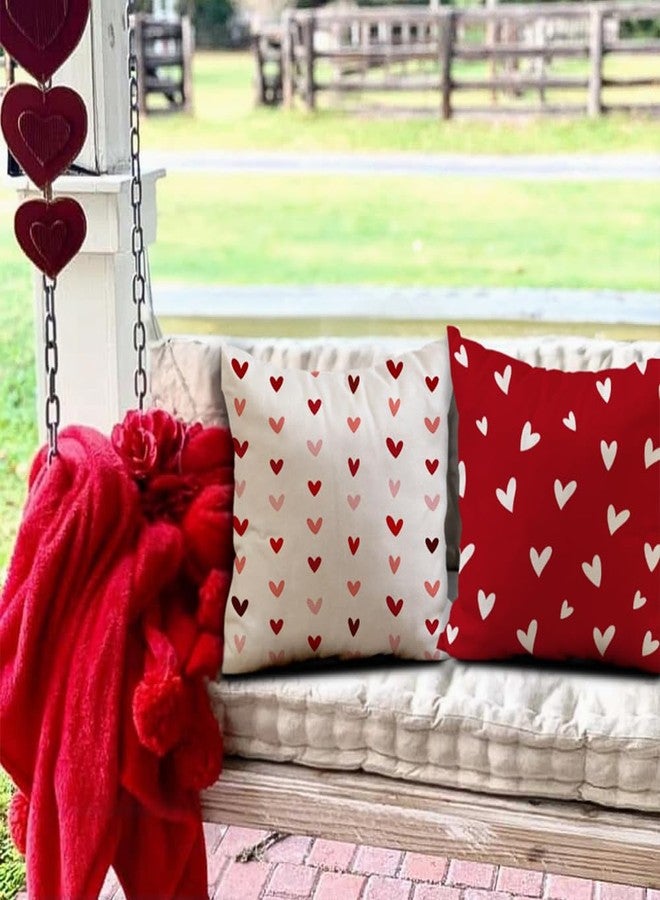 DFXSZ أغطية وسائد عيد الحب من DFXSZ، مقاس 20×20 بوصة، طقم من قطعتين، مزينة بقلوب صغيرة باللونين الأحمر والوردي، أغطية وسائد بيضاء، غطاء وسادة عيد الحب لتزيين الأريكة 56B - Image 4