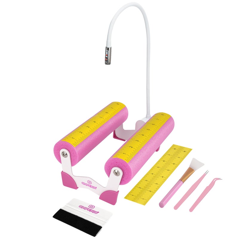 OMPERIO Cup Cradle for Crafting Tumbler, Cup Cradle for Tumblers with Felt Edge Squeegee to Apply Vinyl Decals with Measurements for Mugs (Pink) - Image 1