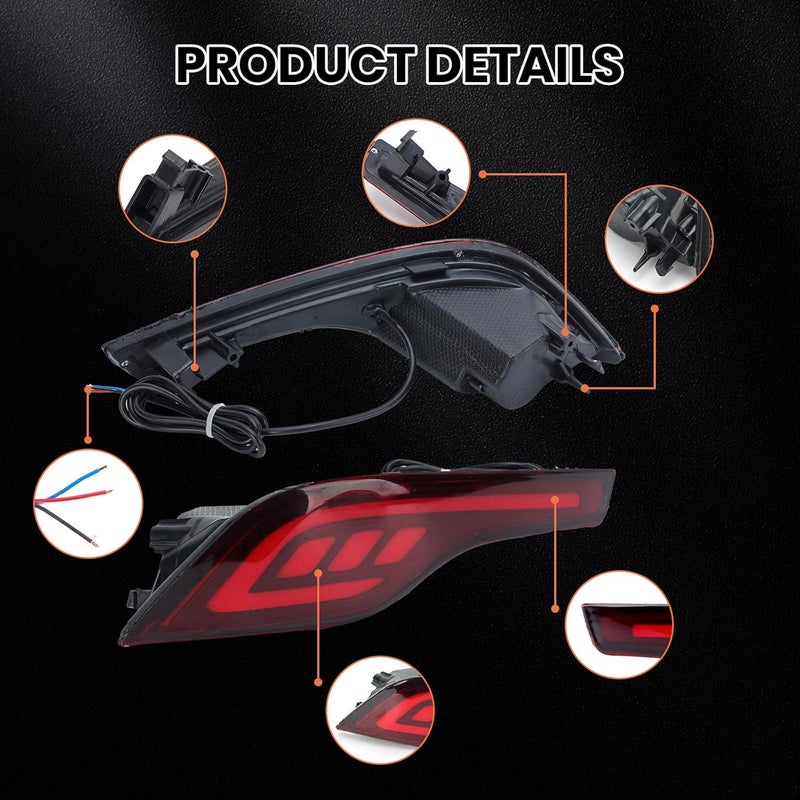 Clidr Red LED Rear Bumper Reflectors Fog Brake Tail Light Lamps Kit for Honda CRV CR-V 2017 2018 2019 - Image 5
