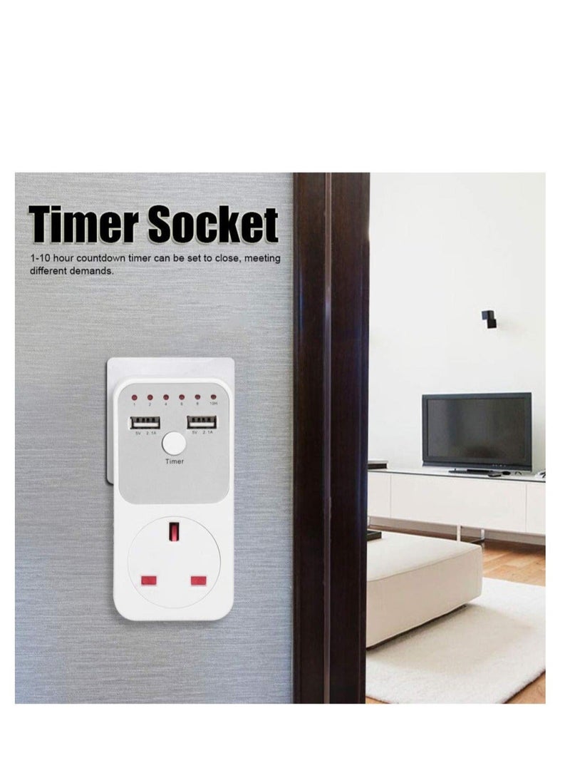 Countdown Timer Socket, USB Smart Digital Countdown Timer Socket, Programmable Switch Timer, Automatic Timer Switch, for Home Appliances, Computer Phone Charger (UK Plug) - Image 3