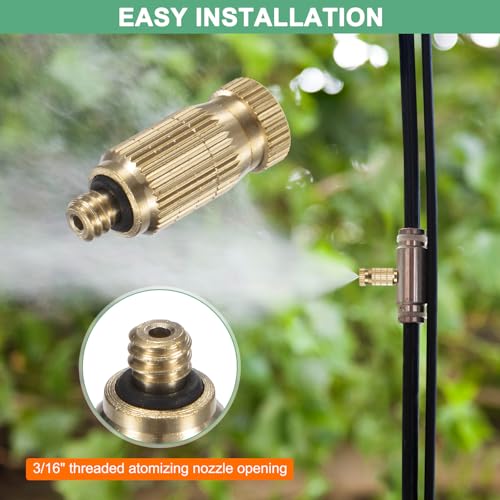 M METERXITY 8-Pack Brass Misting Nozzles, 0.006"/0.15mm Orifice Mister Nozzles Brass, High Pressure Spray Misting Nozzle Head for Outdoor Cooling System/Greenhouse/Landscaping [10/24 UNC] - Image 4