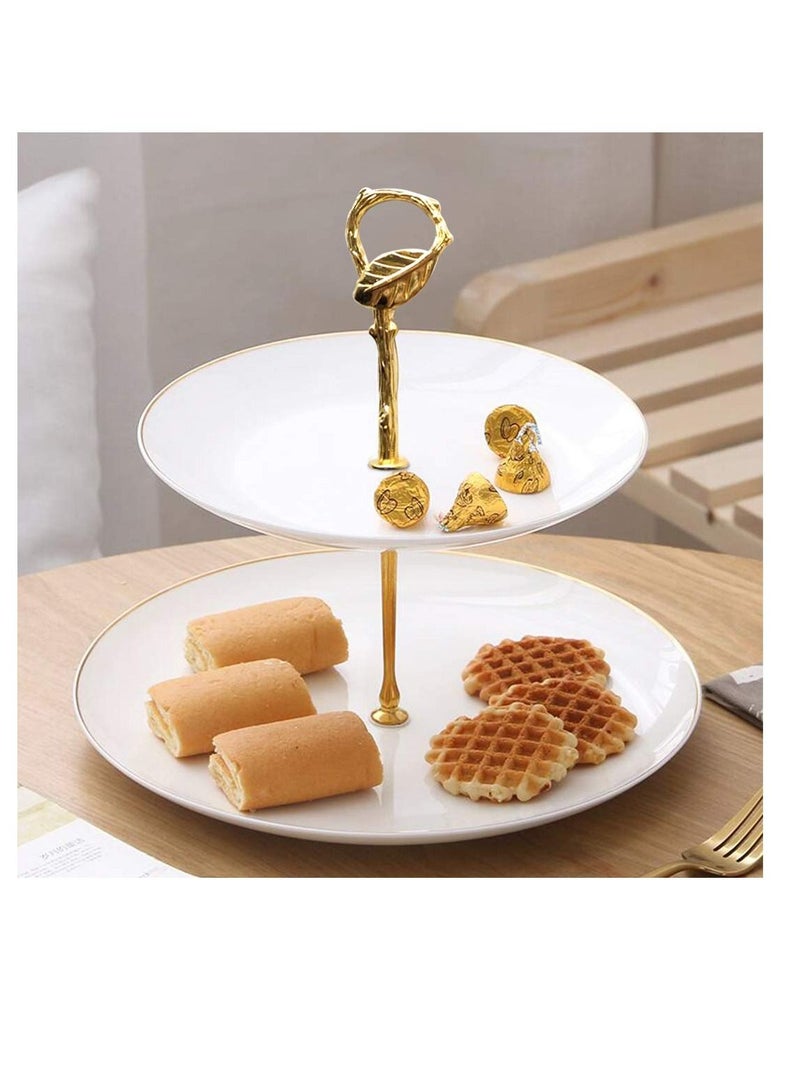 Y&D 5 Sets 3 Tier Cupcake Stand Hardware Handles, Vintage Tray Center Holder Fitting with Screws and Flat Washers for Party Wedding Display (Leaf Golden) - Image 2