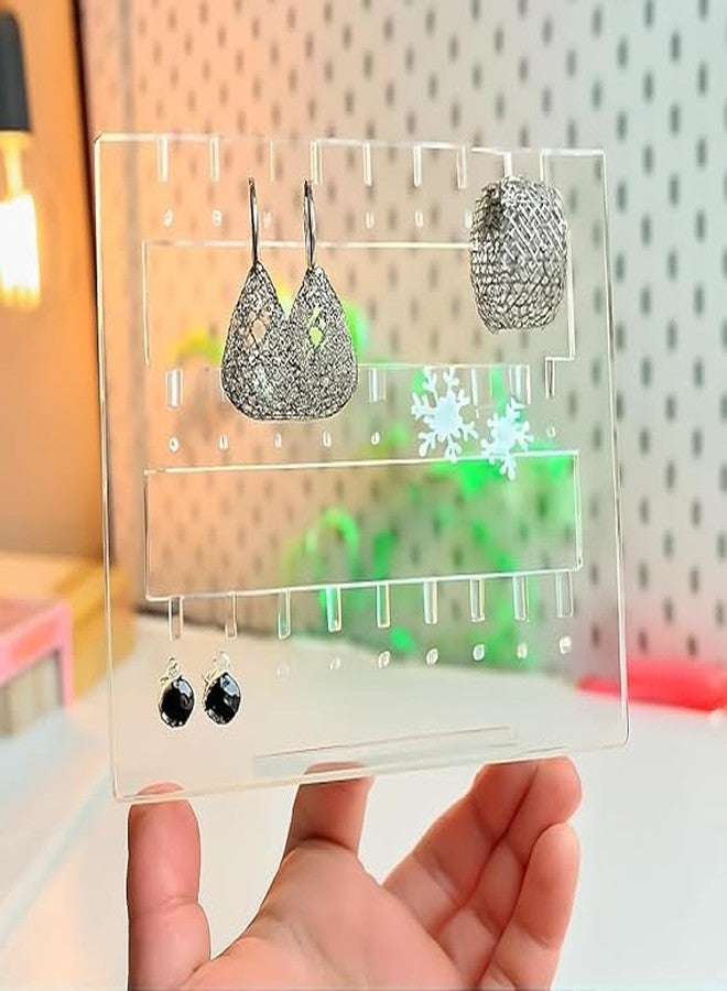 CRUTO Clear Acrylic Jewelry Display Stand for Earrings | Compact Organizer Holder for Studs, Hoops & Danglers | 4mm Holes | Transparent Earring Tops Holder for Home & Craft Shows (Pack of 1) - Image 2