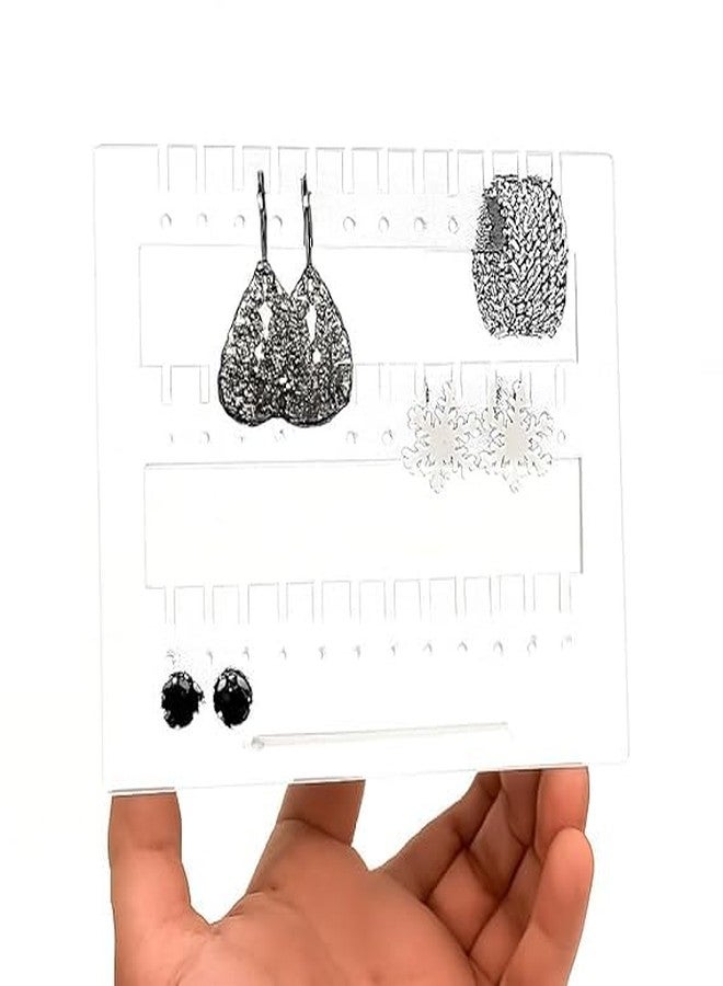 CRUTO Clear Acrylic Jewelry Display Stand for Earrings | Compact Organizer Holder for Studs, Hoops & Danglers | 4mm Holes | Transparent Earring Tops Holder for Home & Craft Shows (Pack of 1) - Image 1