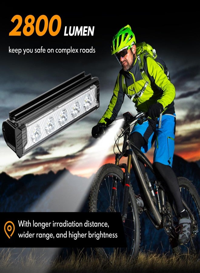 BicycleStore Bike Front Light, 5 LED 2800 Lumen LED Bicycle Lights 6600mAh Waterproof Mountain Road Bike Lights with 5 Modes, USB Rechargeable Super Bright Cycle Safety Headlights Bicycle Accessories - Image 2