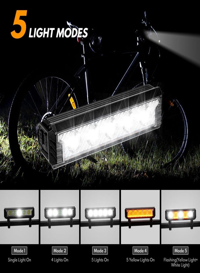 BicycleStore Bike Front Light, 5 LED 2800 Lumen LED Bicycle Lights 6600mAh Waterproof Mountain Road Bike Lights with 5 Modes, USB Rechargeable Super Bright Cycle Safety Headlights Bicycle Accessories - Image 3