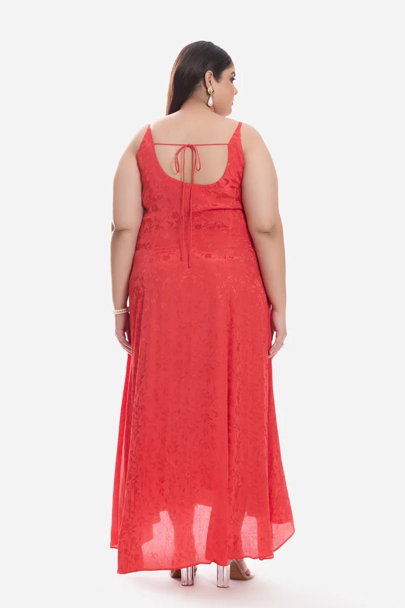 Virgio  Self Design Viscose Aline Plus Size Dress With Highlow Hem for Women for Women | Best Price UAE