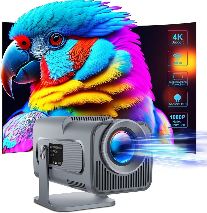AUN Free Style 1080p Native Resolution Projector for Home 4K Ultra HD Support, 270° Rotatable Android 11, 9500L WiFi Bluetooth YouTube Netflix PrimeVideo Hotstar Speaker HDMI USB 150" Max Display - Image 1