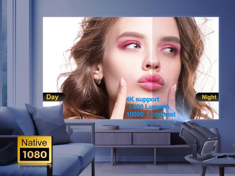 AUN Free Style 1080p Native Resolution Projector for Home 4K Ultra HD Support, 270° Rotatable Android 11, 9500L WiFi Bluetooth YouTube Netflix PrimeVideo Hotstar Speaker HDMI USB 150" Max Display - Image 2