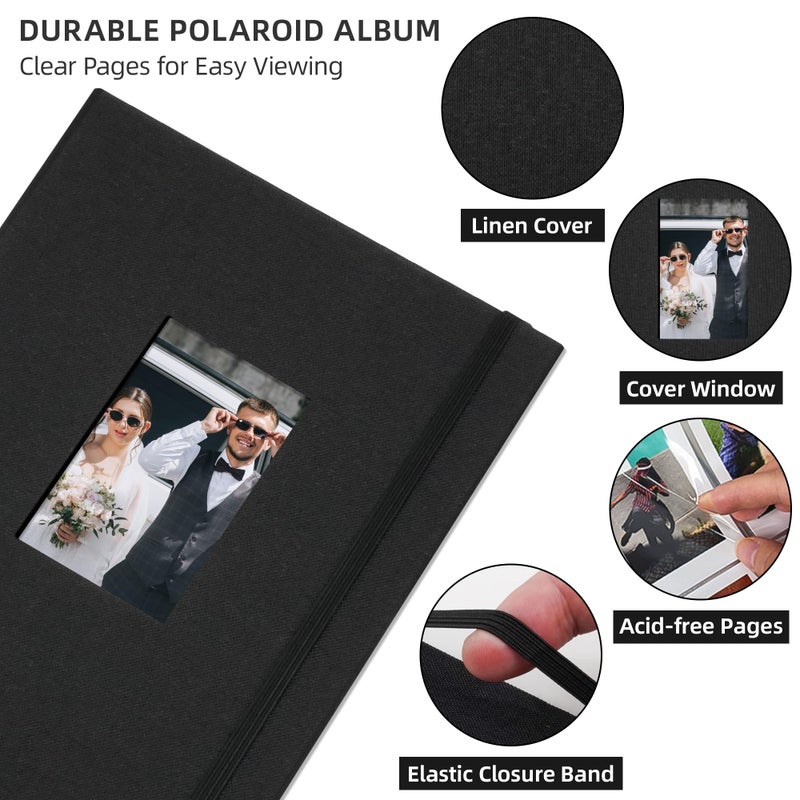 Vienrose Mini Polaroid Photo Album Book 208 Photos 2x3 Inch Pictures for Fujifilm Instax Mini 7s 8 9 11 25 26 40 50s 90 Evo Z2300 Instant Camera, Polaroid Snap Black 1 Pack - Image 3
